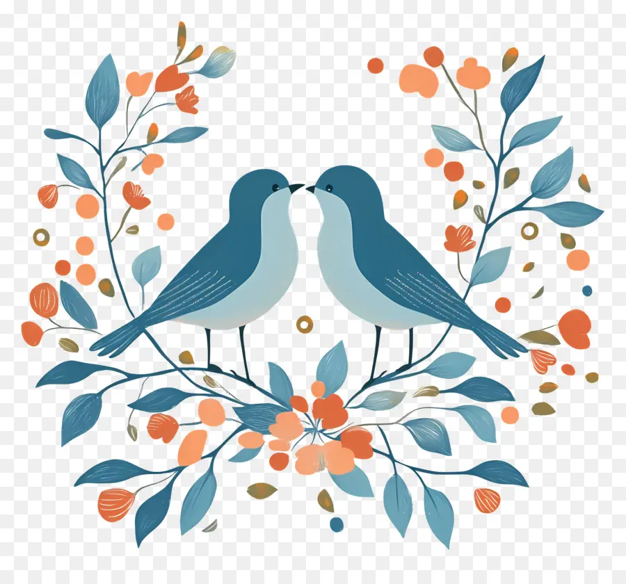 Oiseaux De Mariage，Deux Oiseaux Bleus PNG