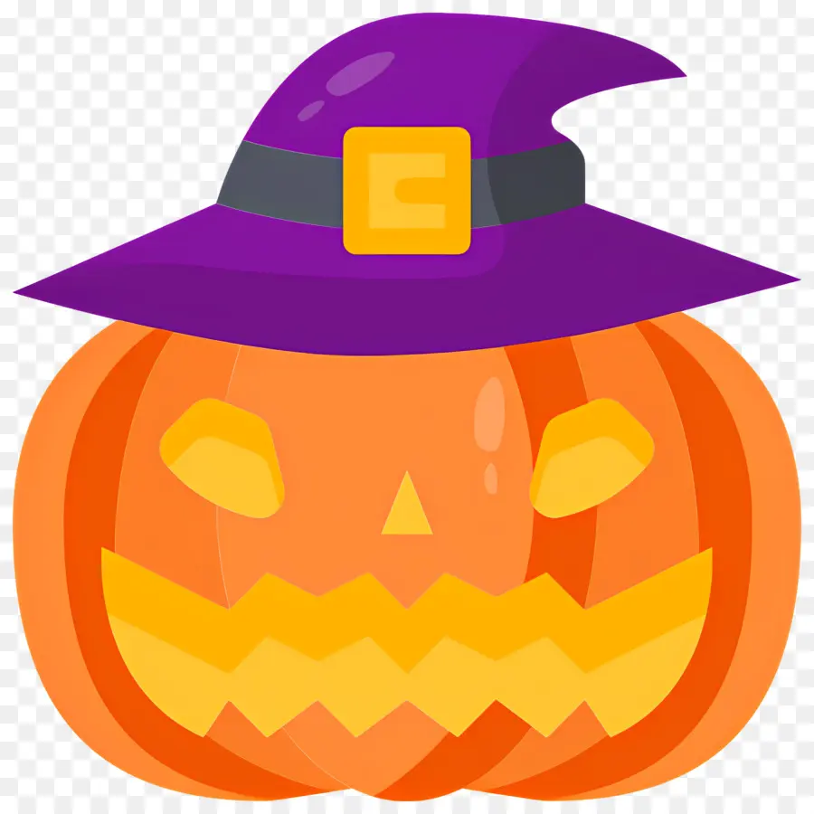 Citrouille D'halloween，Citrouille Avec Chapeau De Sorcière PNG