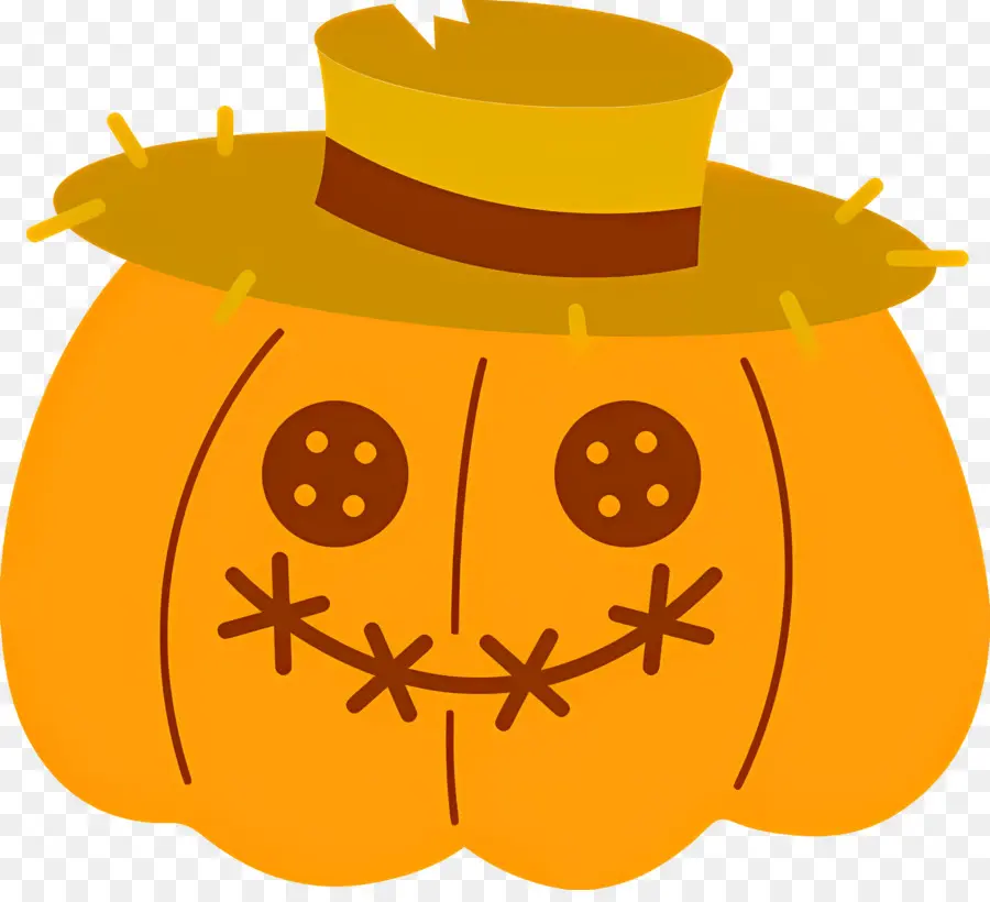 Jolie Citrouille D'halloween，Citrouille Avec Chapeau PNG