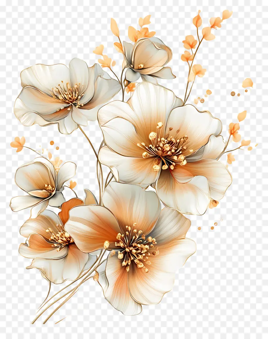 Fleur Or，Fleurs Oranges PNG