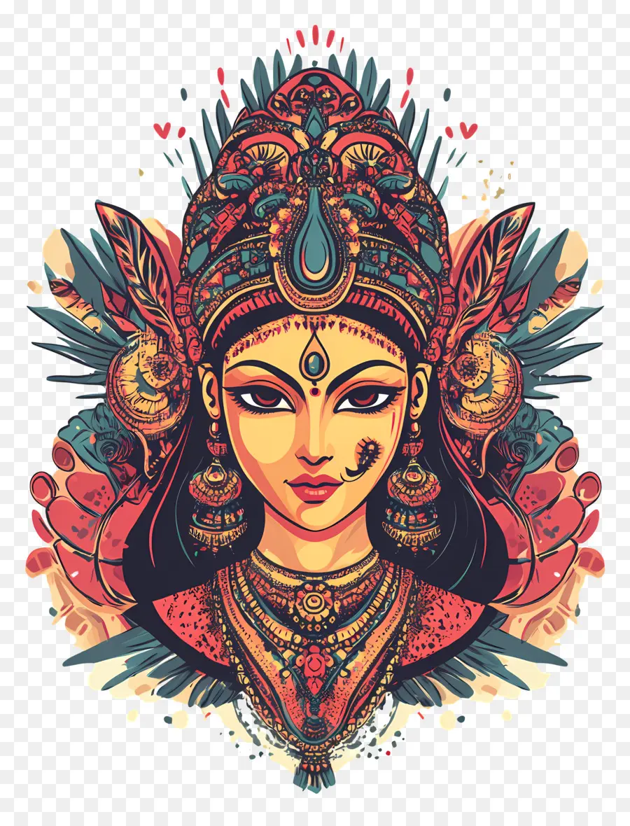 Durga Puja，Masque Coloré PNG