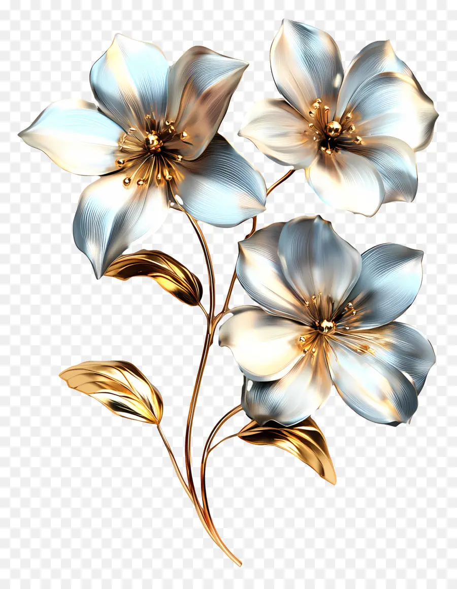 Fleur Or，Fleurs Métalliques PNG