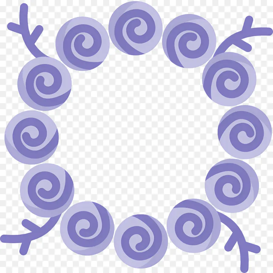 Décoration Florale，Cadre Spirale Violet PNG