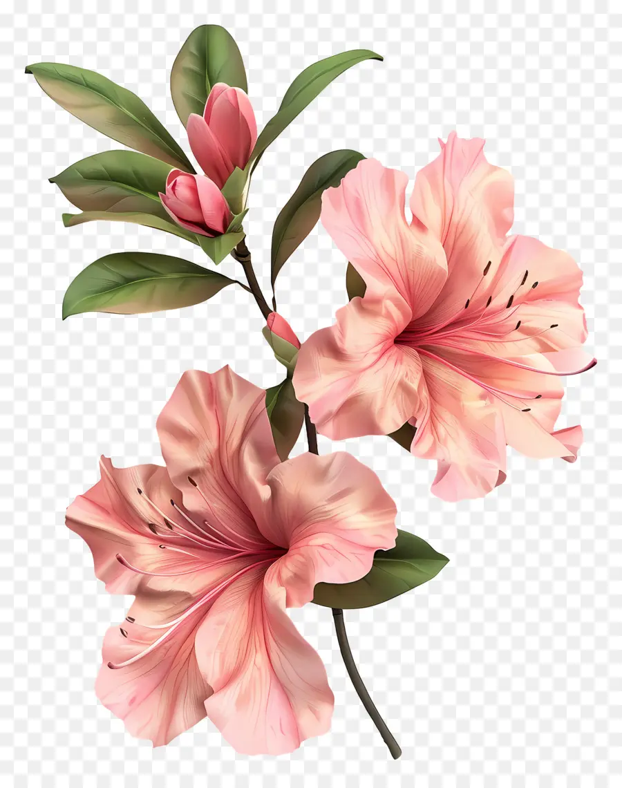 Fleur D'azalée Modèle 3d，Fleur Rose PNG