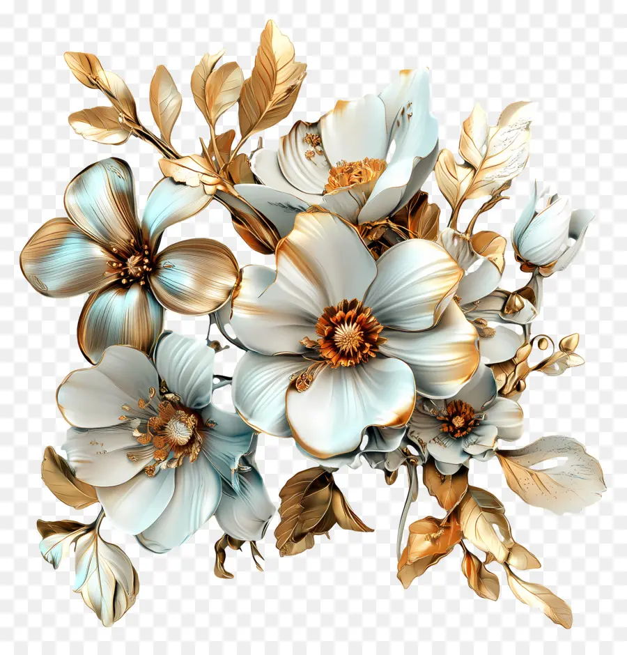 Fleur Or，Fleurs Blanches PNG