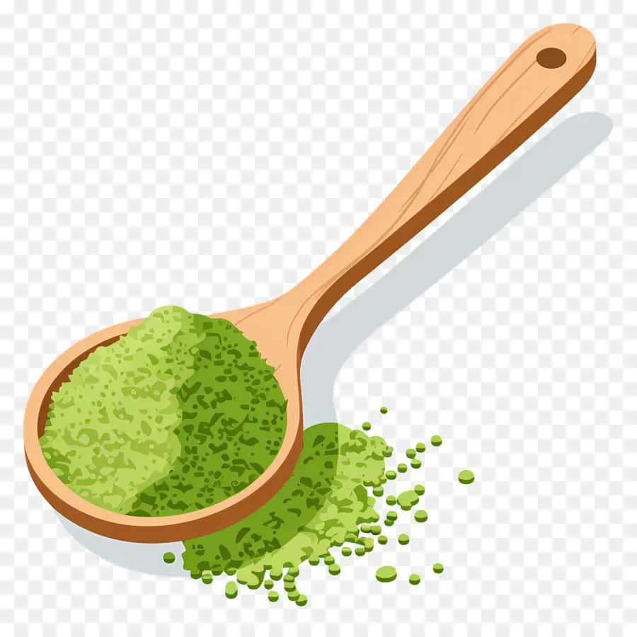 Poudre De Matcha，Cuillère De Poudre Verte PNG