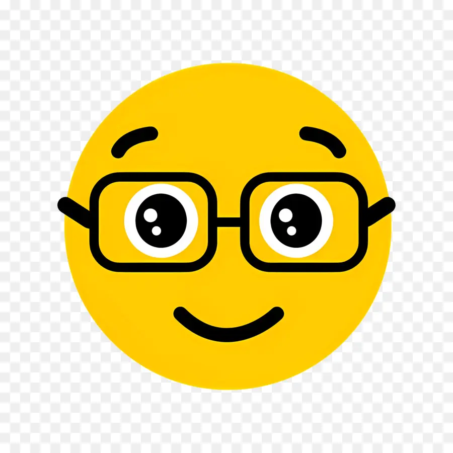 Emoji Nerd，Visage Jaune Avec Des Lunettes PNG