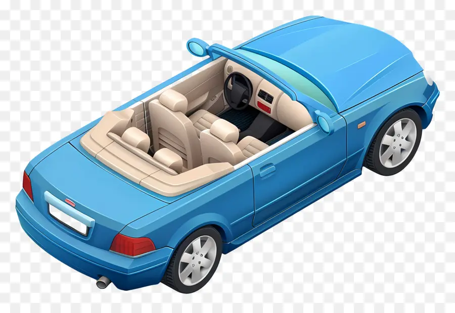 Voiture 3d，Voiture Décapotable Bleue PNG