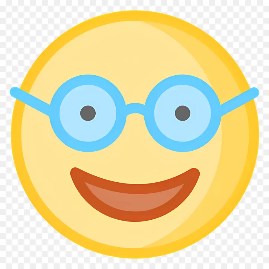 Emoji Nerd，Emoji Jaune Avec Des Lunettes PNG