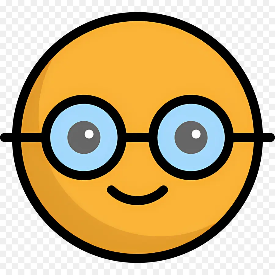 Emoji Nerd，Emoji Jaune Avec Des Lunettes PNG