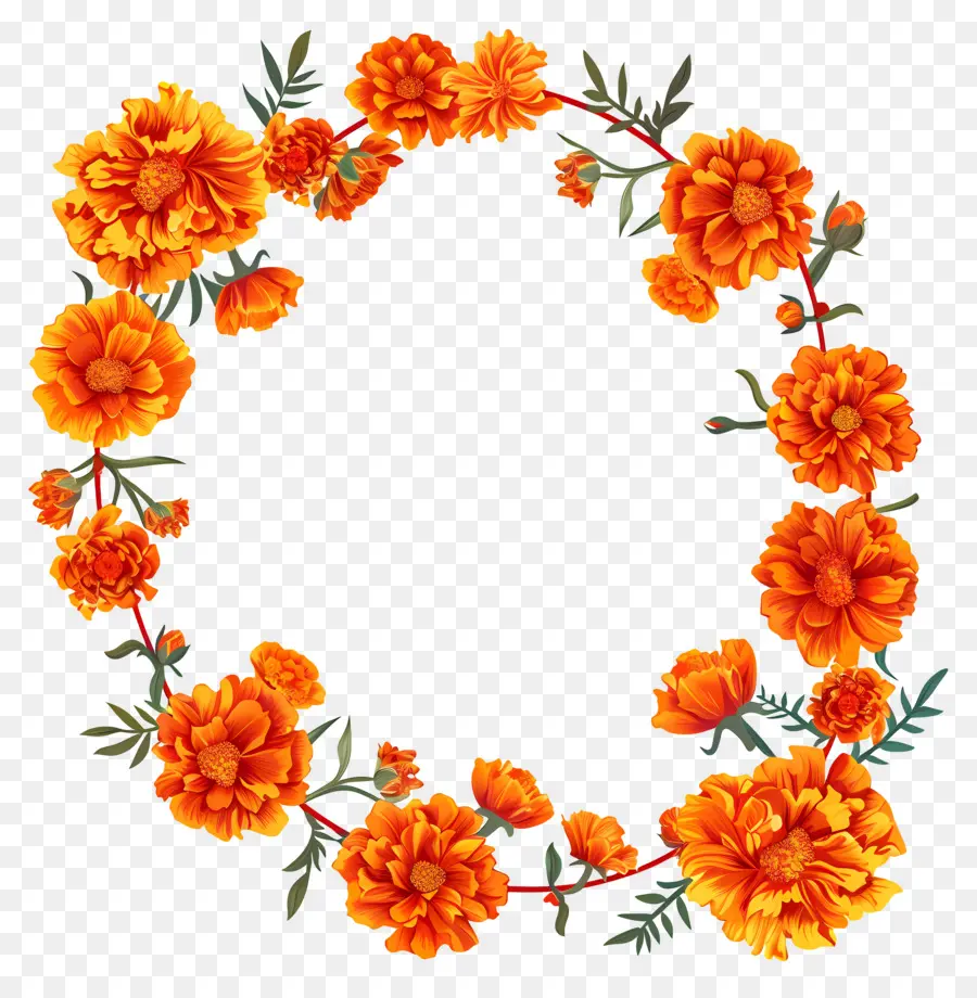 Guirlande De Soucis，Fleurs Oranges PNG