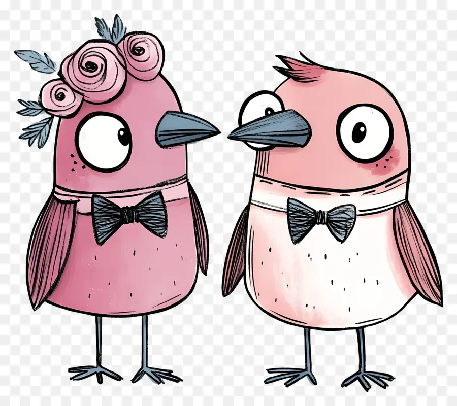 Oiseaux De Mariage，Oiseaux Roses PNG