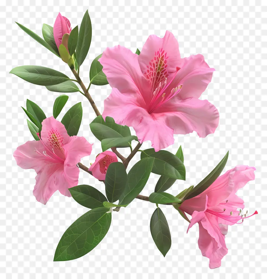 Fleur D'azalée Modèle 3d，Fleurs Roses PNG