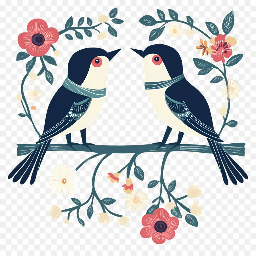 Oiseaux De Mariage，Oiseaux Sur Branche PNG