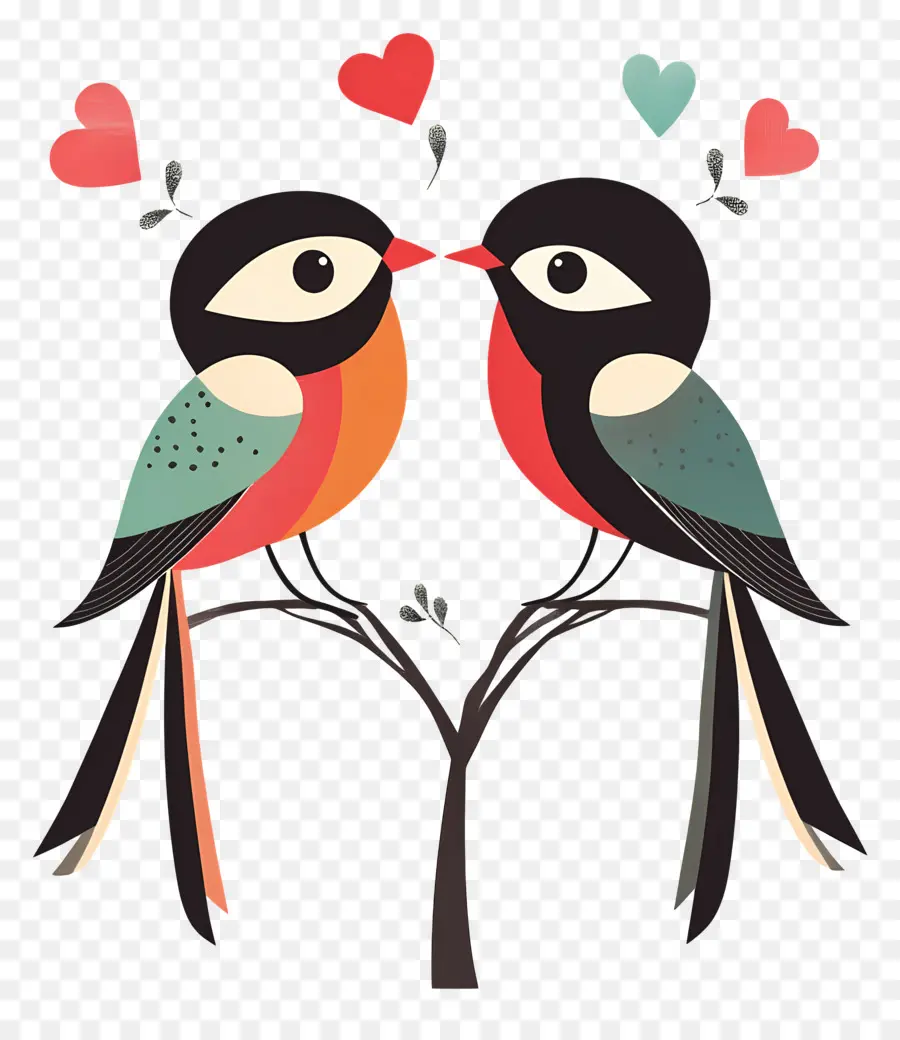 Oiseaux De Mariage，Oiseaux Avec Des Coeurs PNG