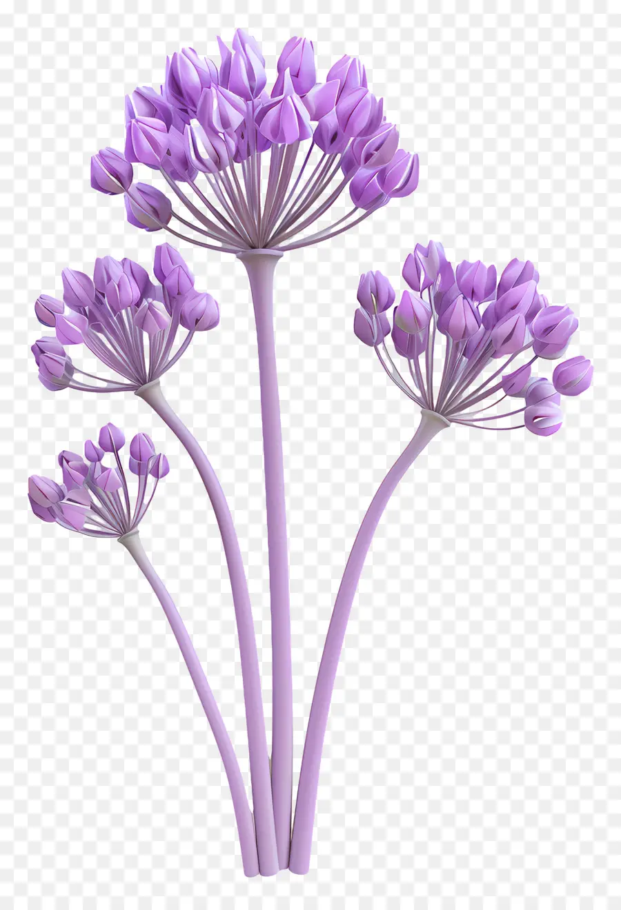 Fleur D'allium Modèle 3d，Fleur Violette PNG