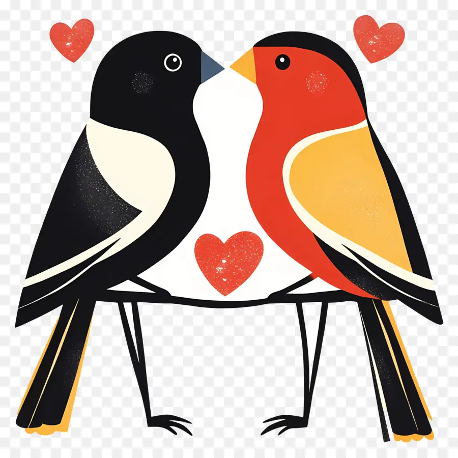 Oiseaux De Mariage，Oiseaux Avec Des Coeurs PNG