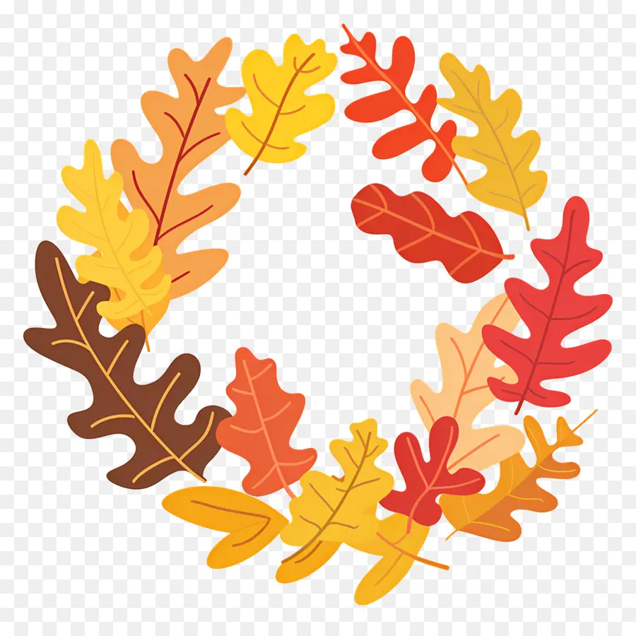 Couronne D'automne，Couronne De Feuilles Colorées PNG