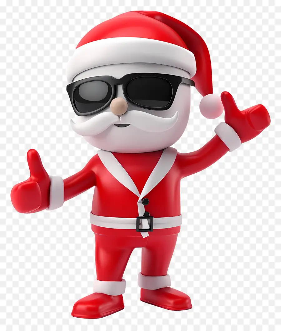 Homme 3d，Père Noël Avec Des Lunettes De Soleil PNG