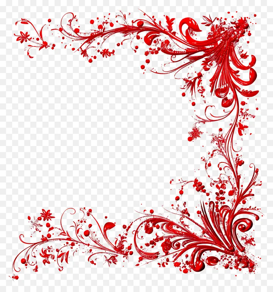 Cadre De Noël Rouge，Cadre Floral Rouge PNG