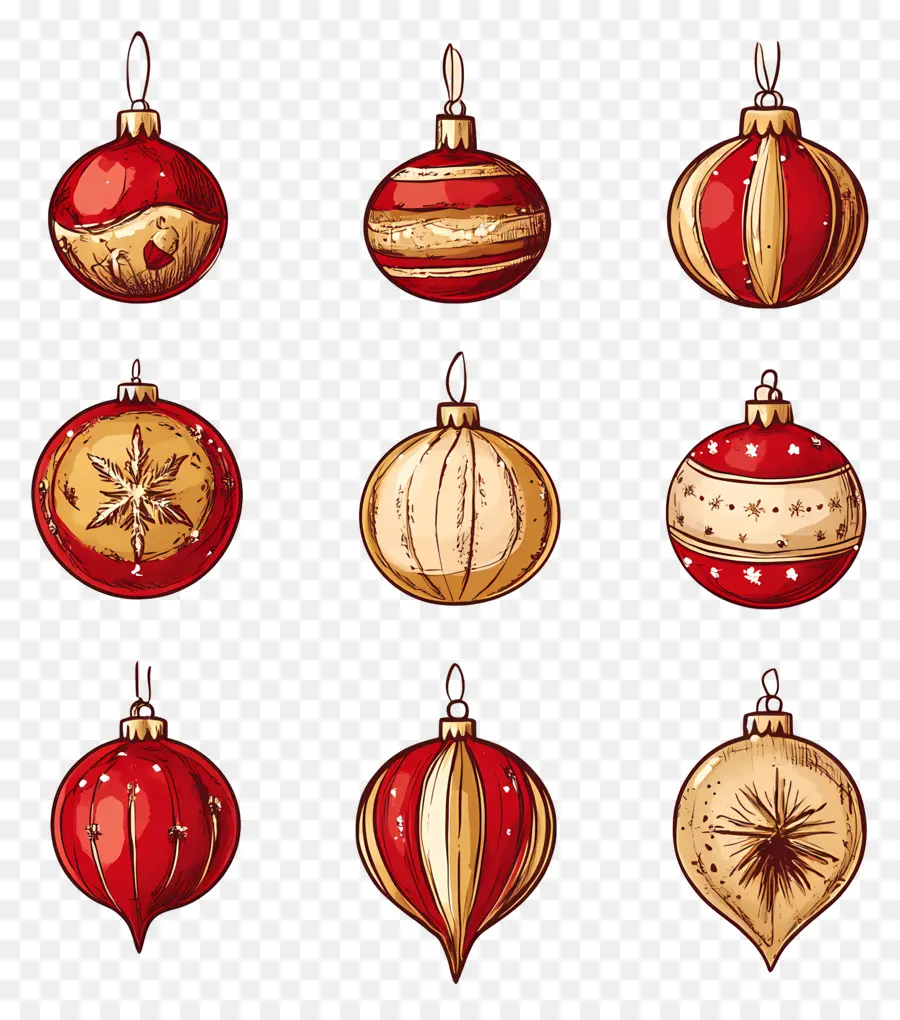 Boules De Noël，Ornements Rouges PNG