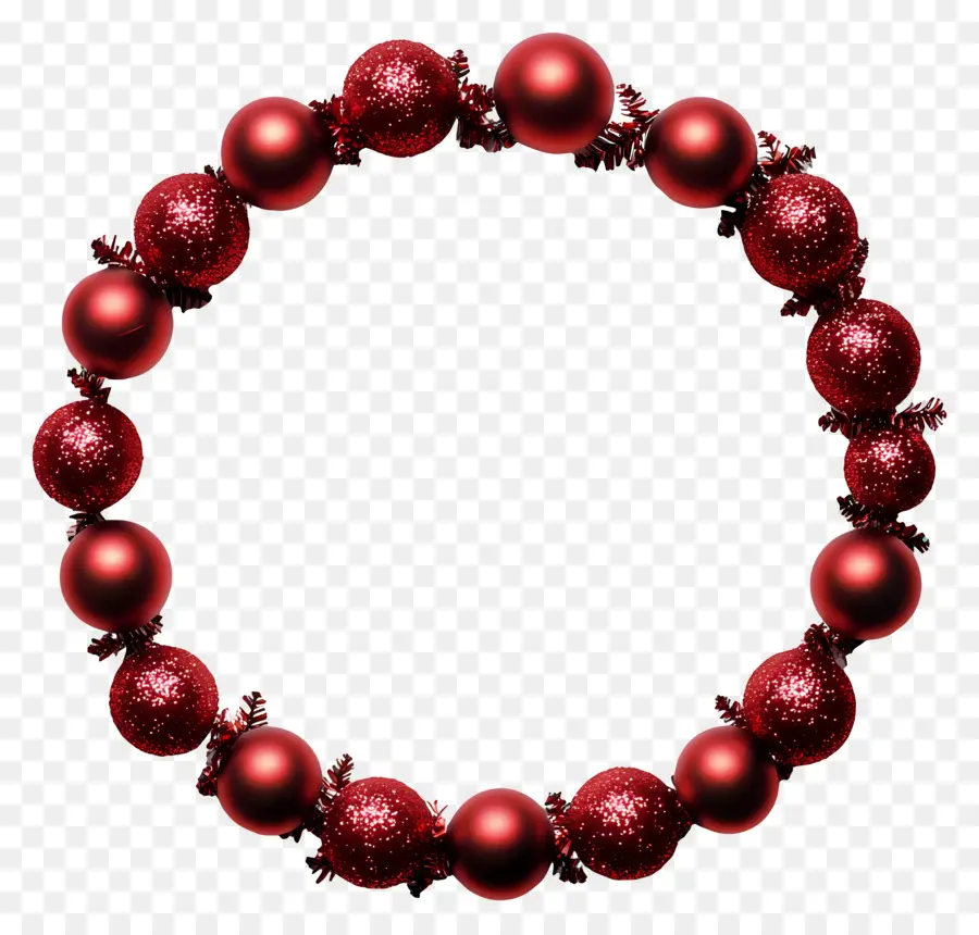 Cadre De Noël Rouge，Couronne D'ornement Rouge PNG