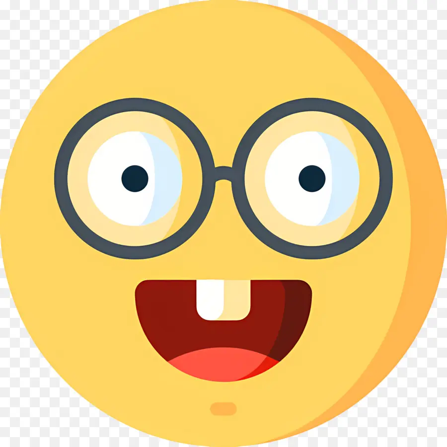 Emoji Nerd，Emoji Jaune Avec Des Lunettes PNG