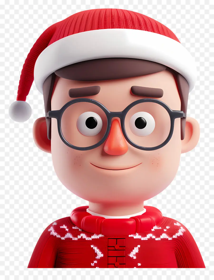 Homme 3d，Garçon De Dessin Animé Au Chapeau De Père Noël PNG