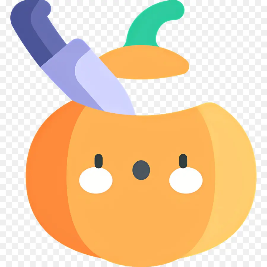 Citrouille D'halloween，Citrouille Avec Couteau PNG