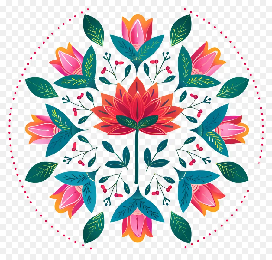 Pookalam，Mandala Floral PNG