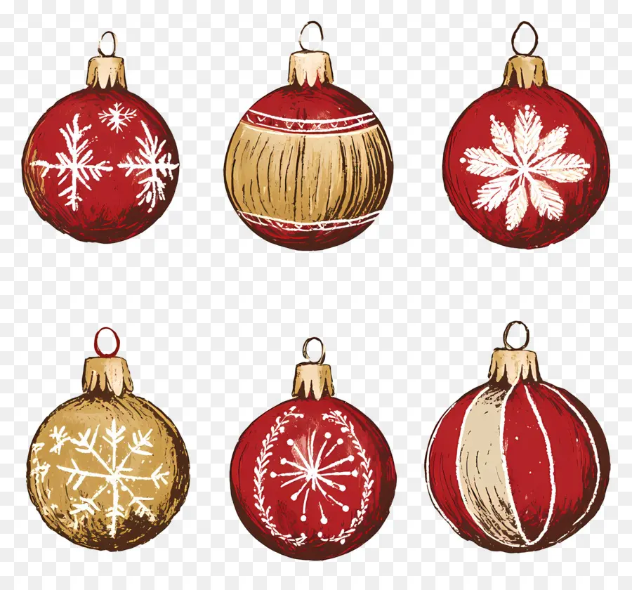 Boules De Noël，Ornements Rouges PNG