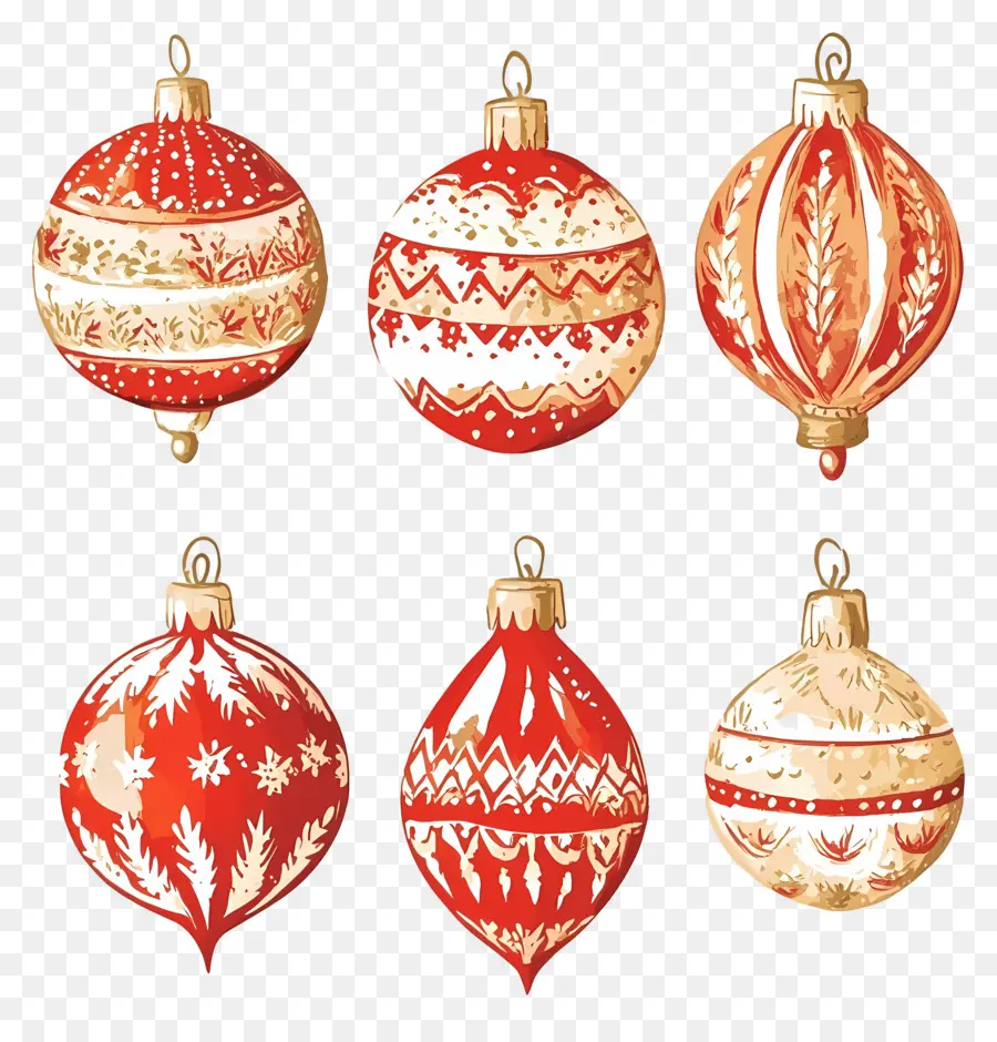 Boules De Noël，Ornements Rouges PNG