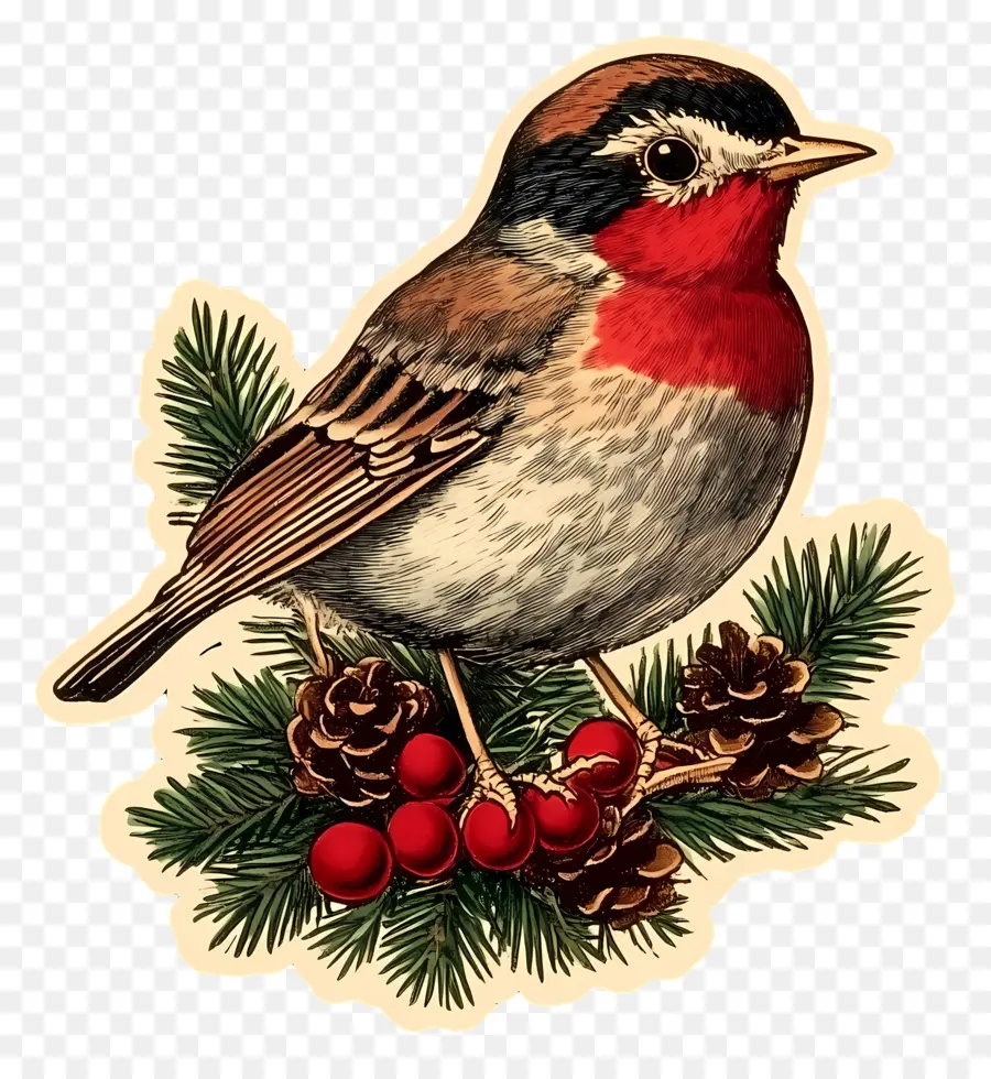 Oiseau De Noël，Oiseau Sur Une Branche PNG