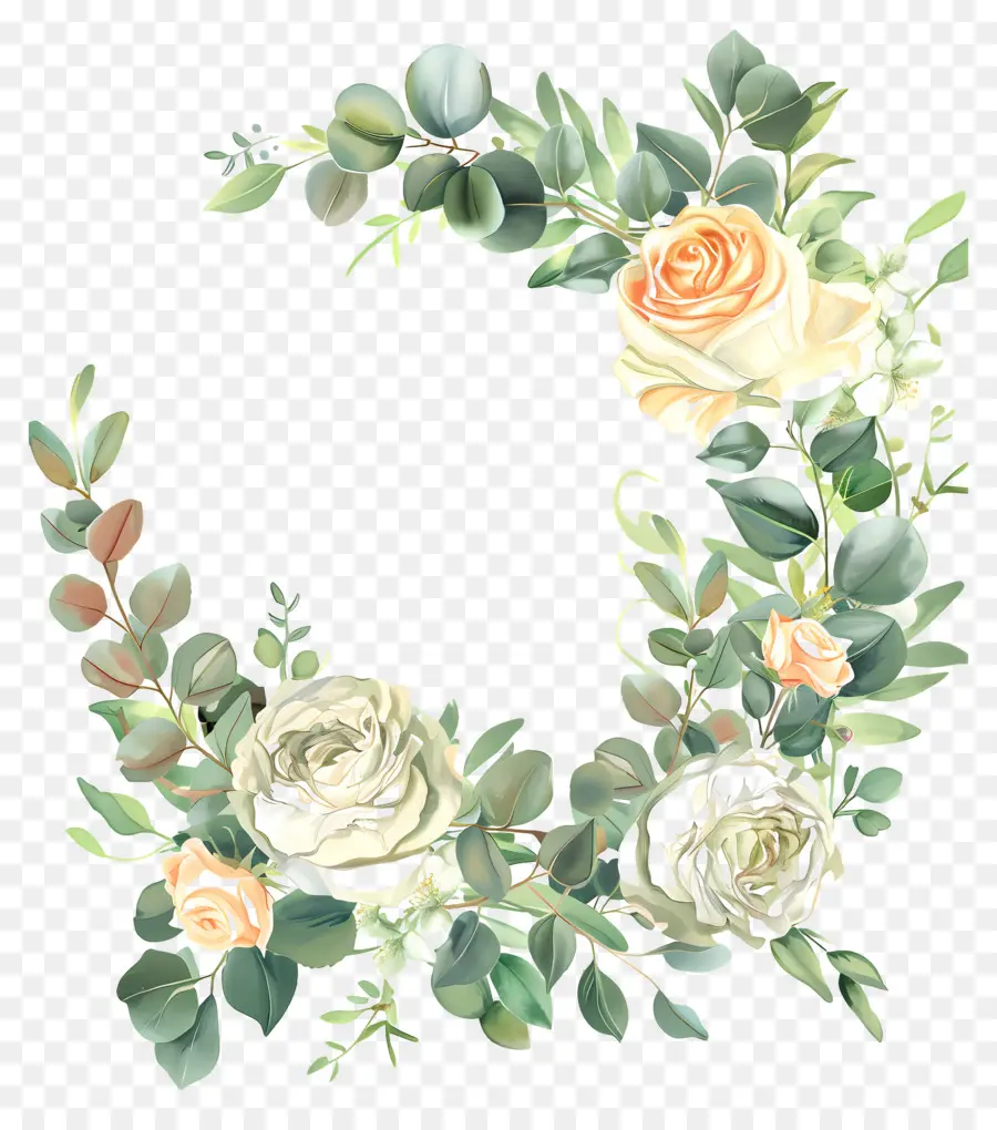 Couronne D'eucalyptus，Couronne De Fleurs Blanches PNG