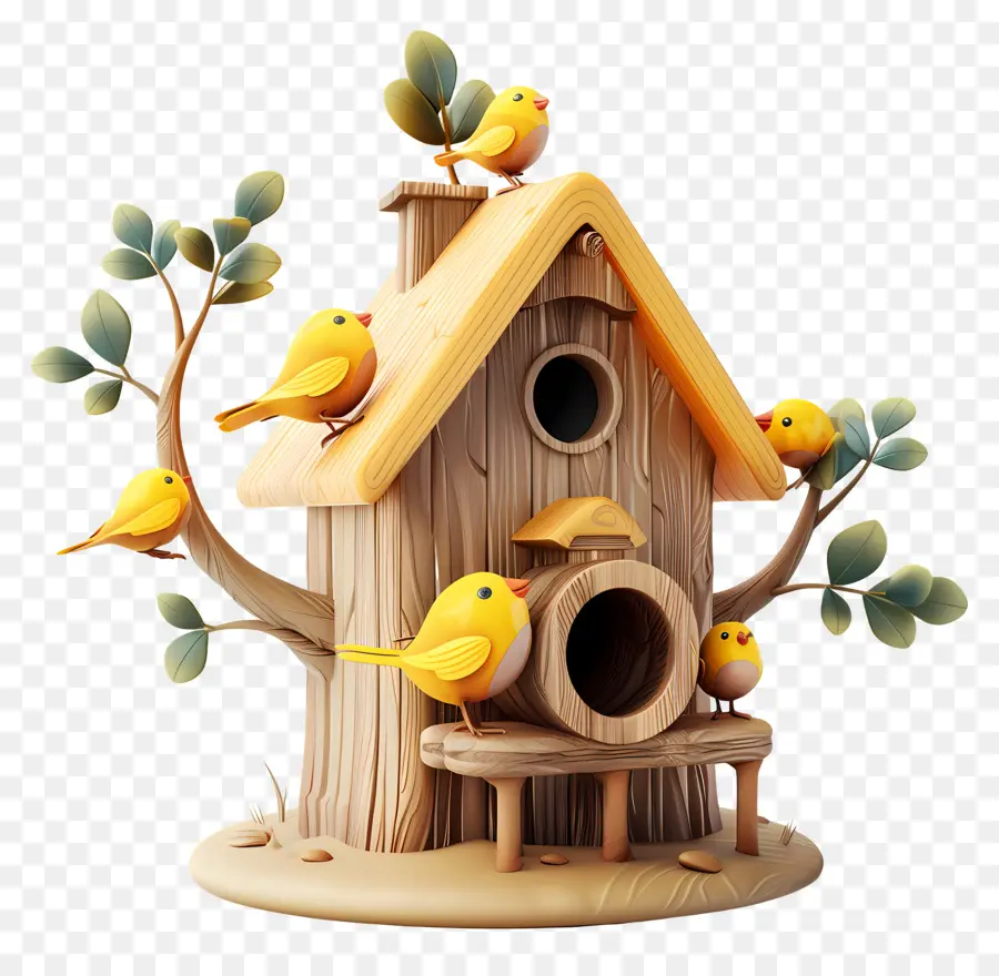 Nichoir à Oiseaux Modèle 3d，Nichoir En Bois PNG