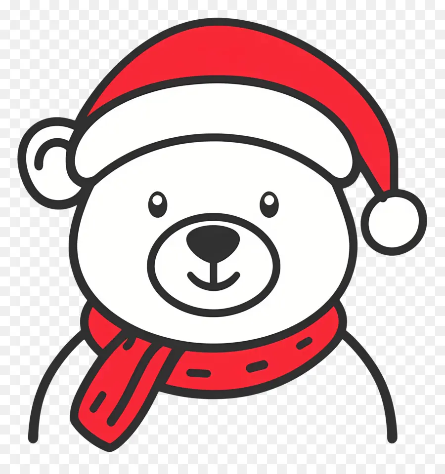 Ours De Noël，Ours Blanc Avec écharpe Rouge PNG