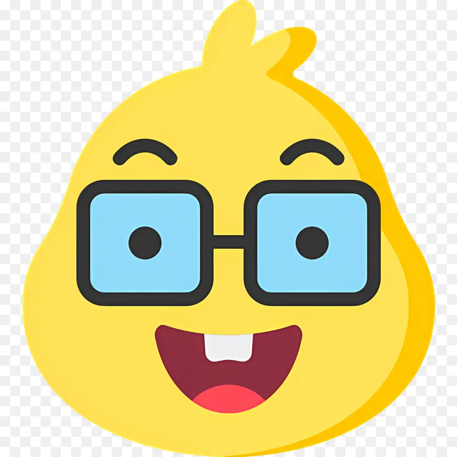 Emoji Nerd，Visage De Dessin Animé Avec Des Lunettes PNG