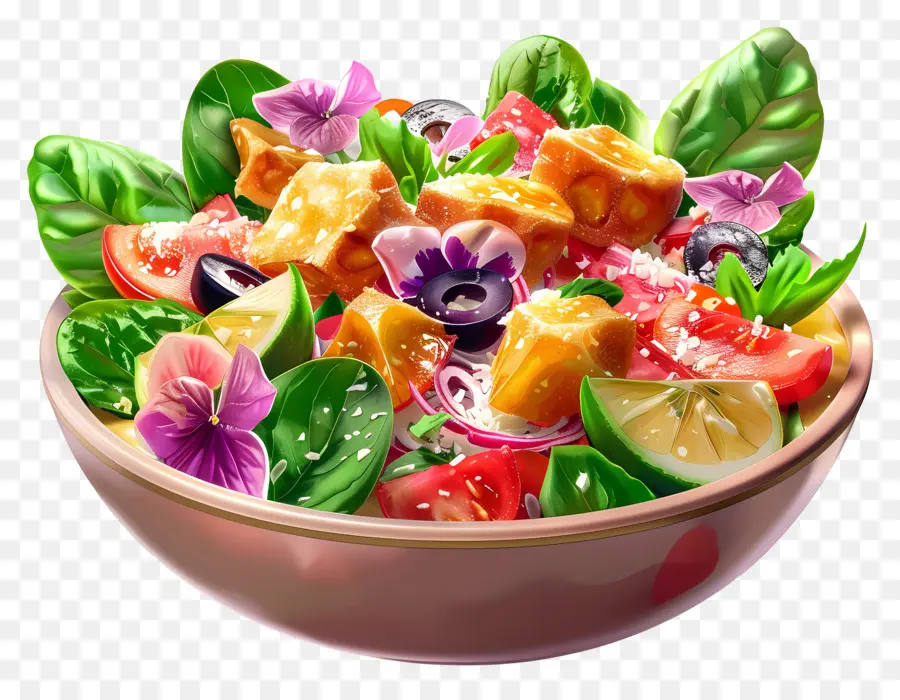 Salade César，Saladier Vibrant PNG