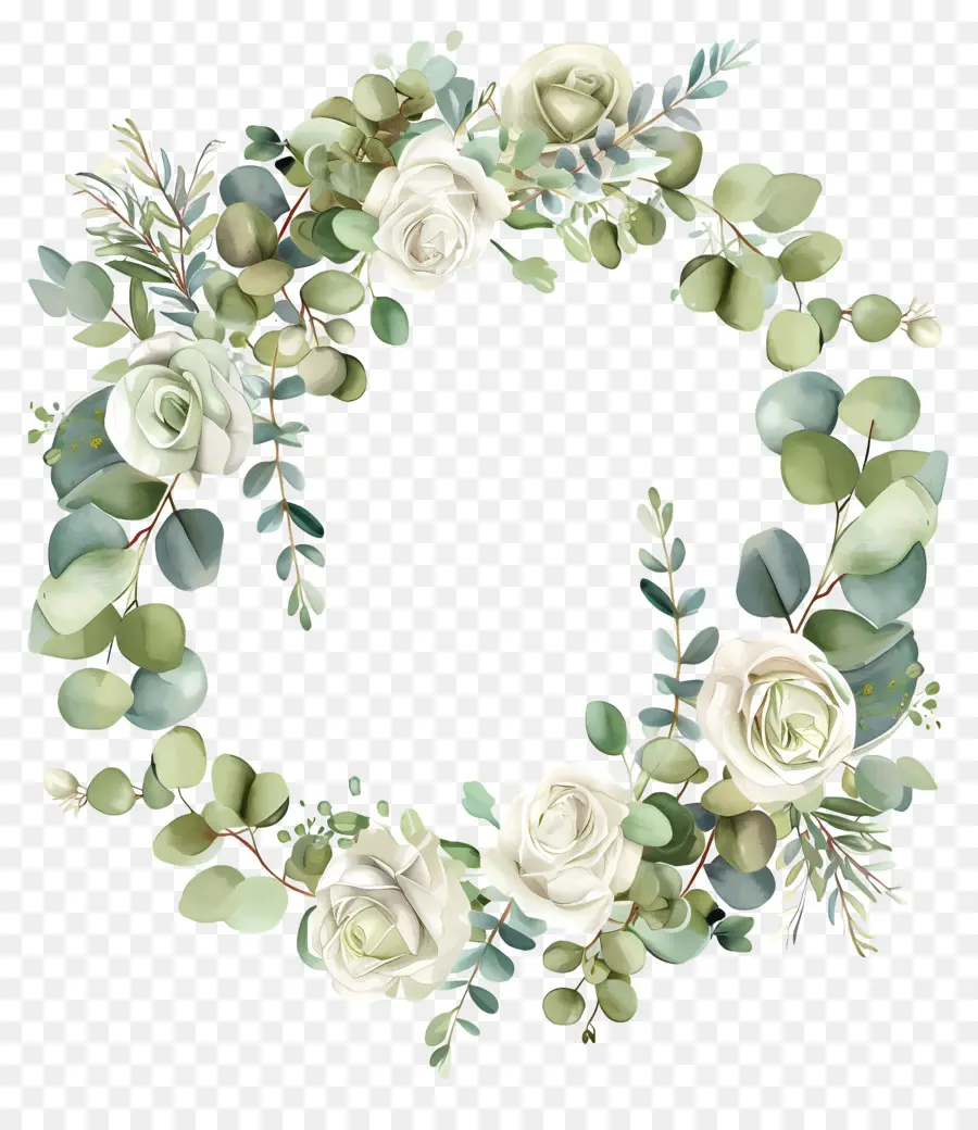 Couronne D'eucalyptus，Couronne Florale PNG