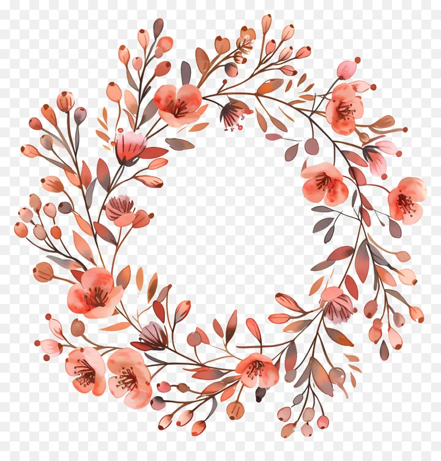 Couronne De Fleurs，Fleurs Rouges Et Oranges PNG