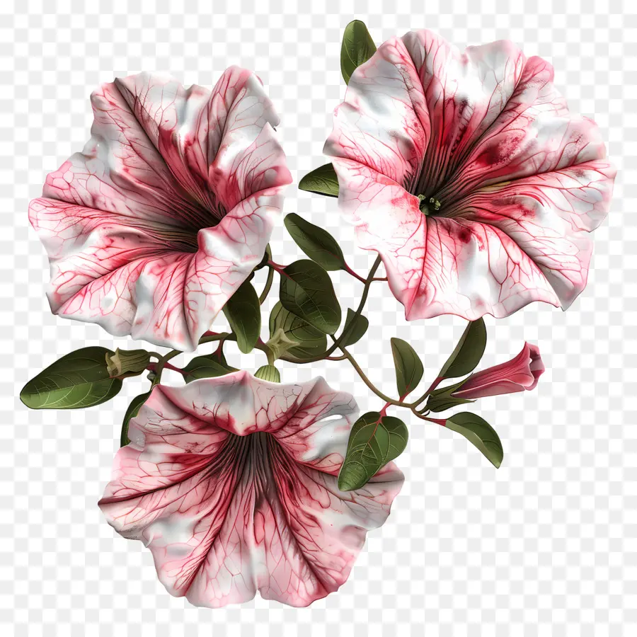 Fleur 3d，Fleurs Roses Et Blanches PNG