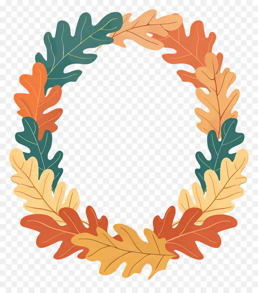 Couronne D'automne，Couronne De Feuilles Colorées PNG