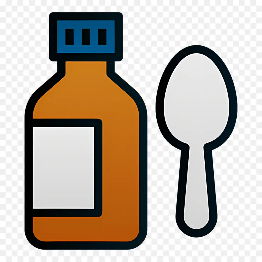 Cuillère à Médicament，Bouteille De Médicament Et Cuillère PNG