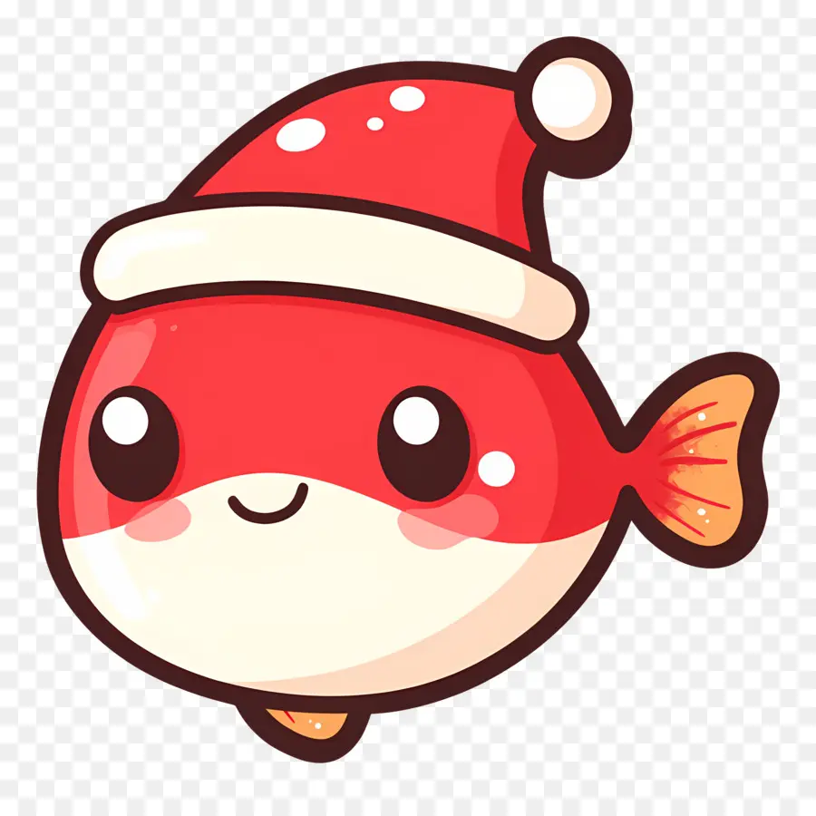 Poisson De Noël，Poisson Mignon Avec Bonnet De Noel PNG