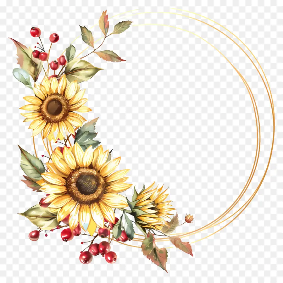 Couronne De Tournesol，Fleurs PNG