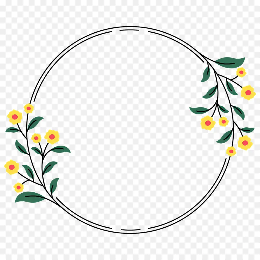 Décoration Florale，Couronne De Fleurs Jaunes PNG