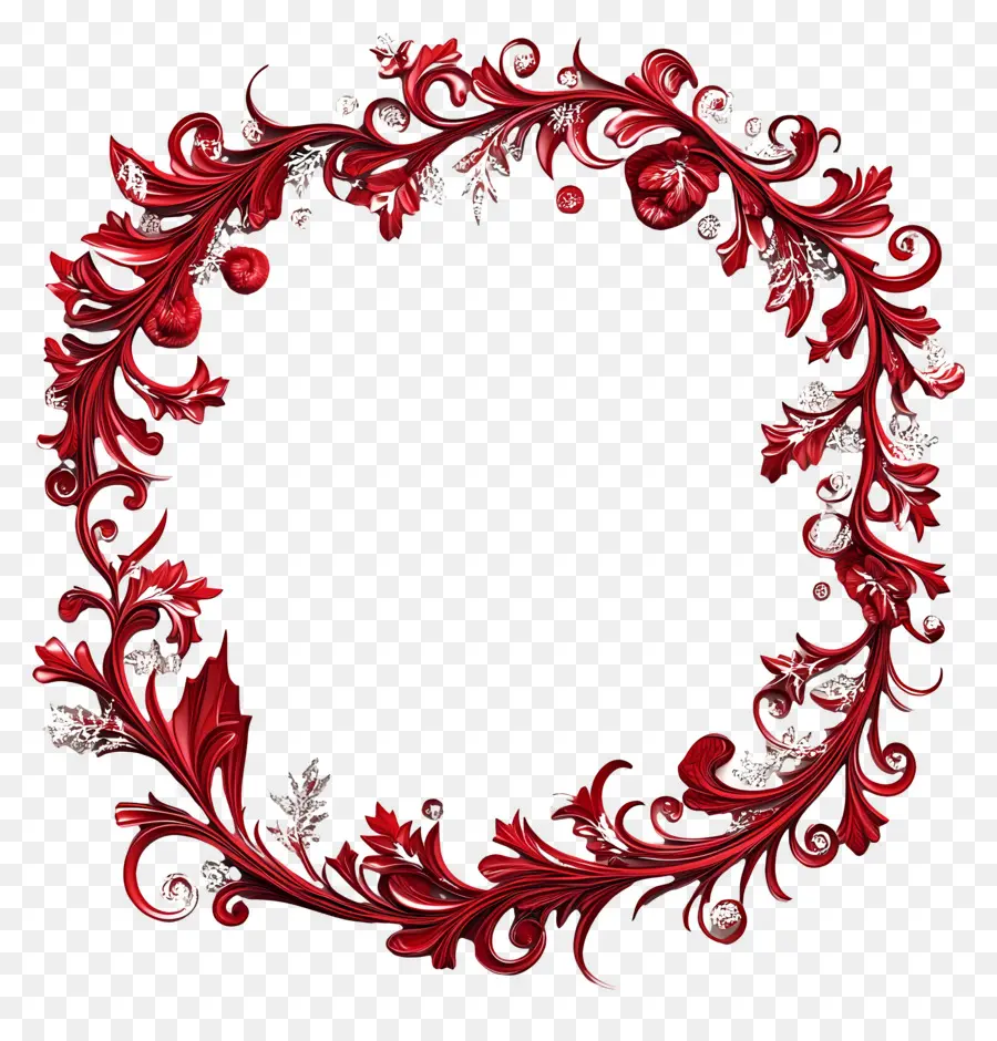 Cadre De Noël Rouge，Cadre Floral Rouge PNG