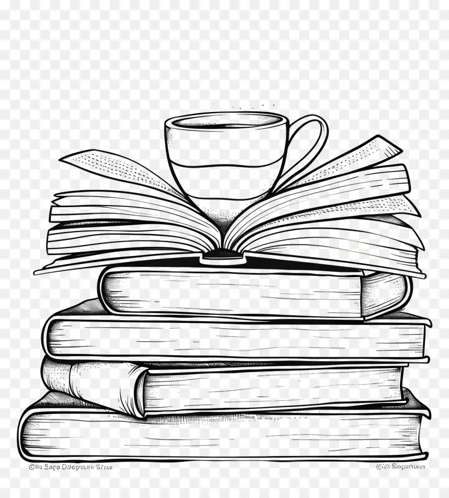 Livres Dessin，Livres Et Tasse PNG