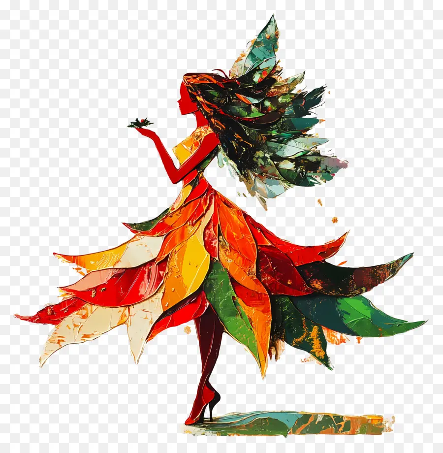 Fée De Noël，Femme Robe Colorée PNG