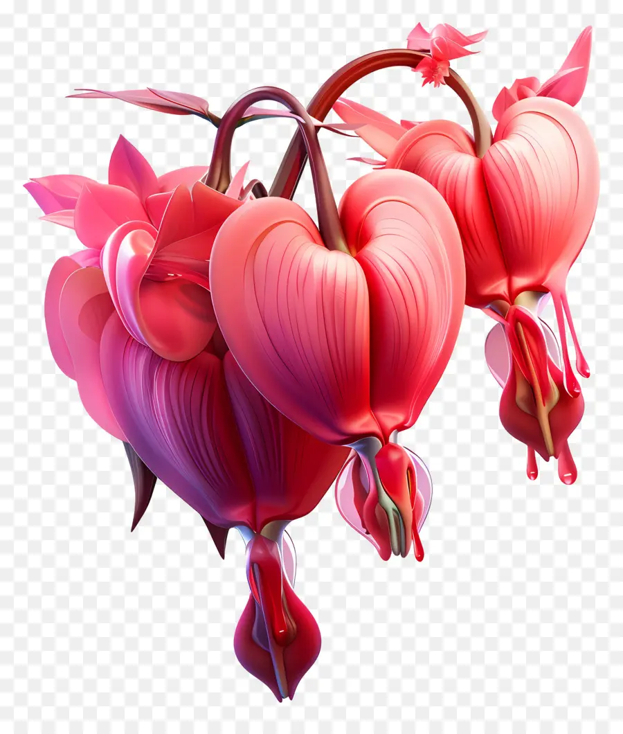 Fleur 3d，Fleurs De Coeur Saignant PNG